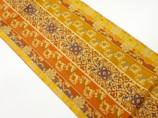 JAPANESE FUKURO OBI / WOVEN PEONY ARABESQUE